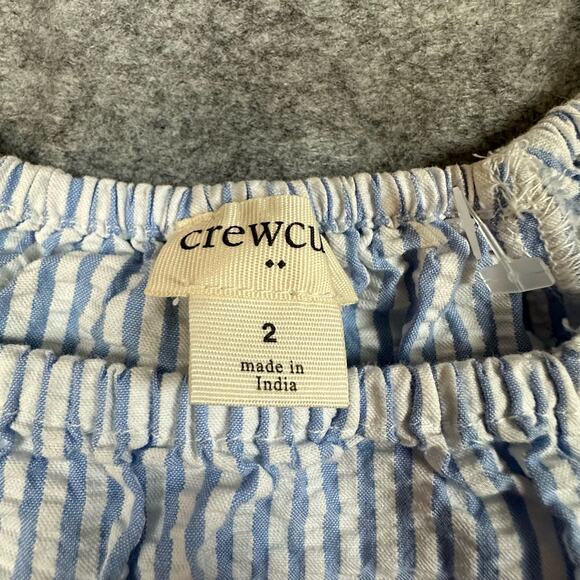 Crewcuts Seerscker Dress Blue White Stripe Toddler Girls 2 2T Puff Sleeve - Picture 6 of 10